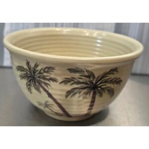 Tabletops Unlimited Palm Tree Melamine Bowl Ribbed Cream Tropical Coastal 6"